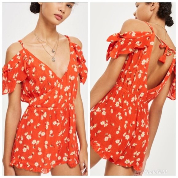 Topshop Daisy Print Playsuit Romper - Picture 1 of 8